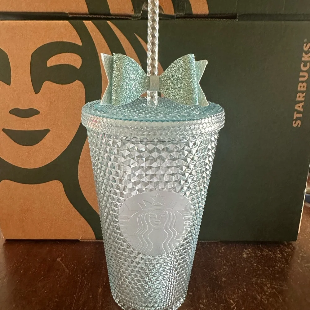 Starbucks Tumbler Crystal Blue Studded Japan Excl. - Grande 16oz - Bow Included - Picture 1 of 5
